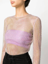 Giuseppe Di Morabito - Rhinestone Embroidered Mesh Top