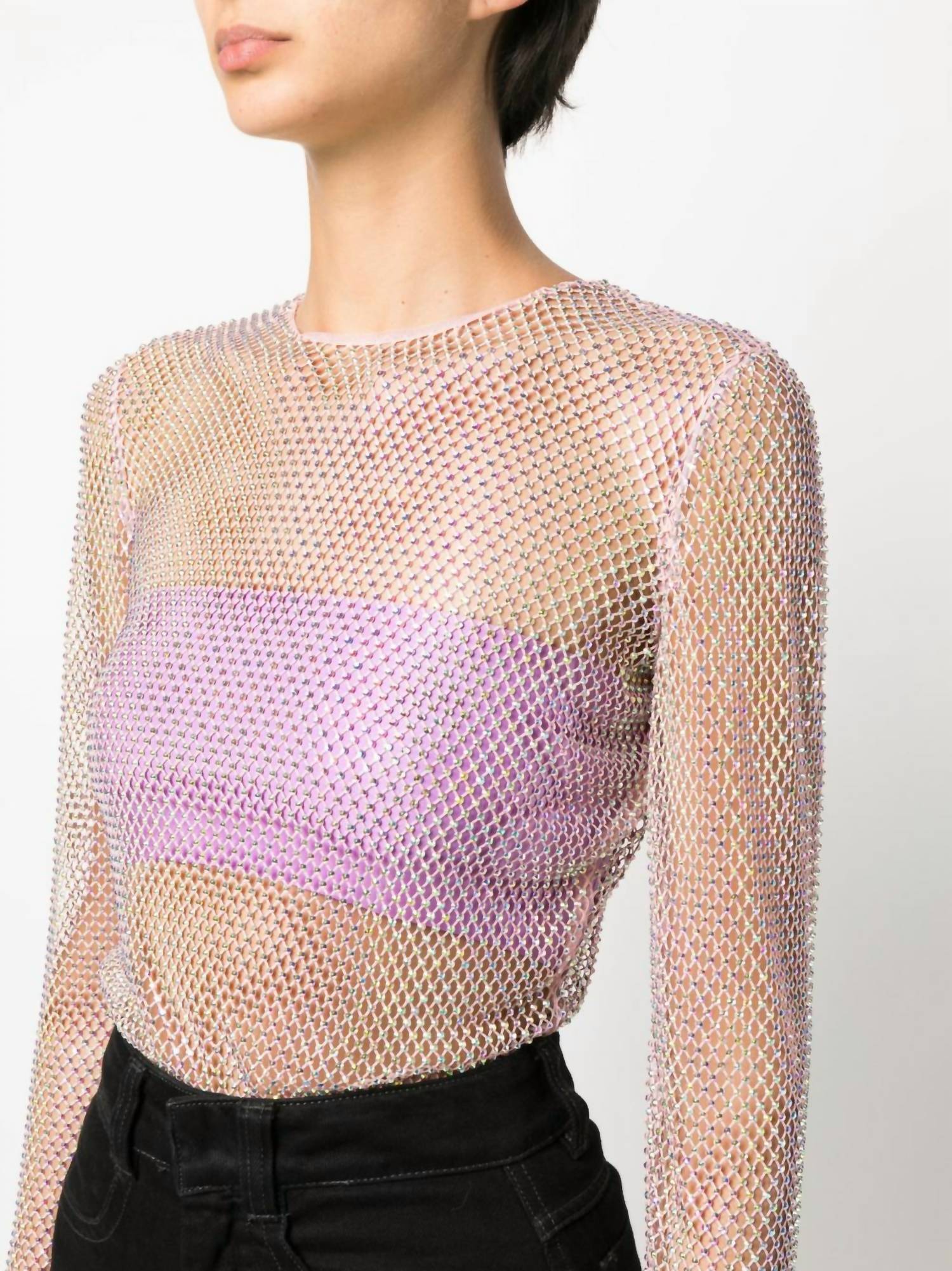 Giuseppe Di Morabito - Rhinestone Embroidered Mesh Top