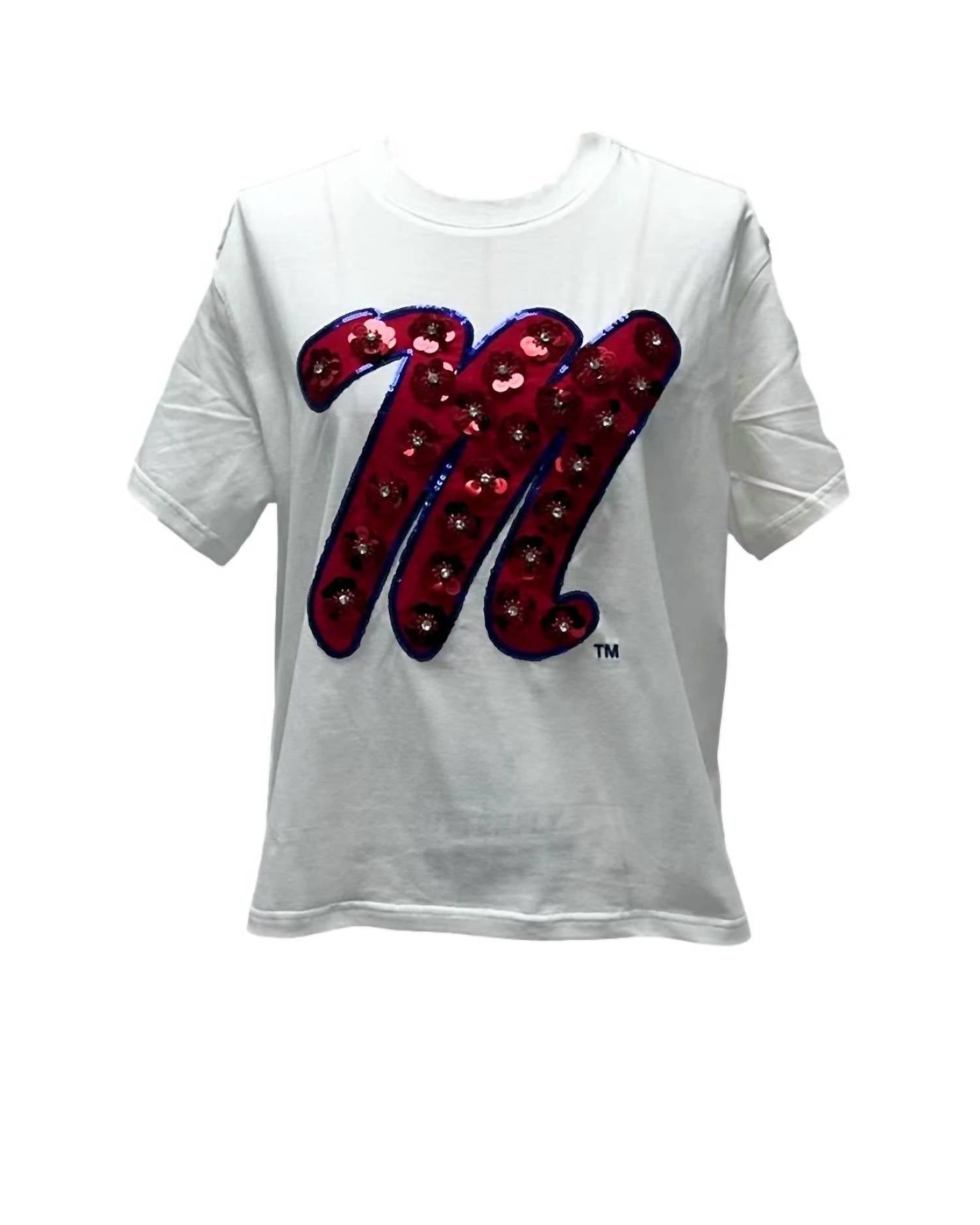 Queen Of Sparkles - Ole Miss Sequin Flower Tee