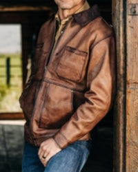 Madison Creek Outfitters Chore Leather Coat in tobacco - men's jacket - alternate view