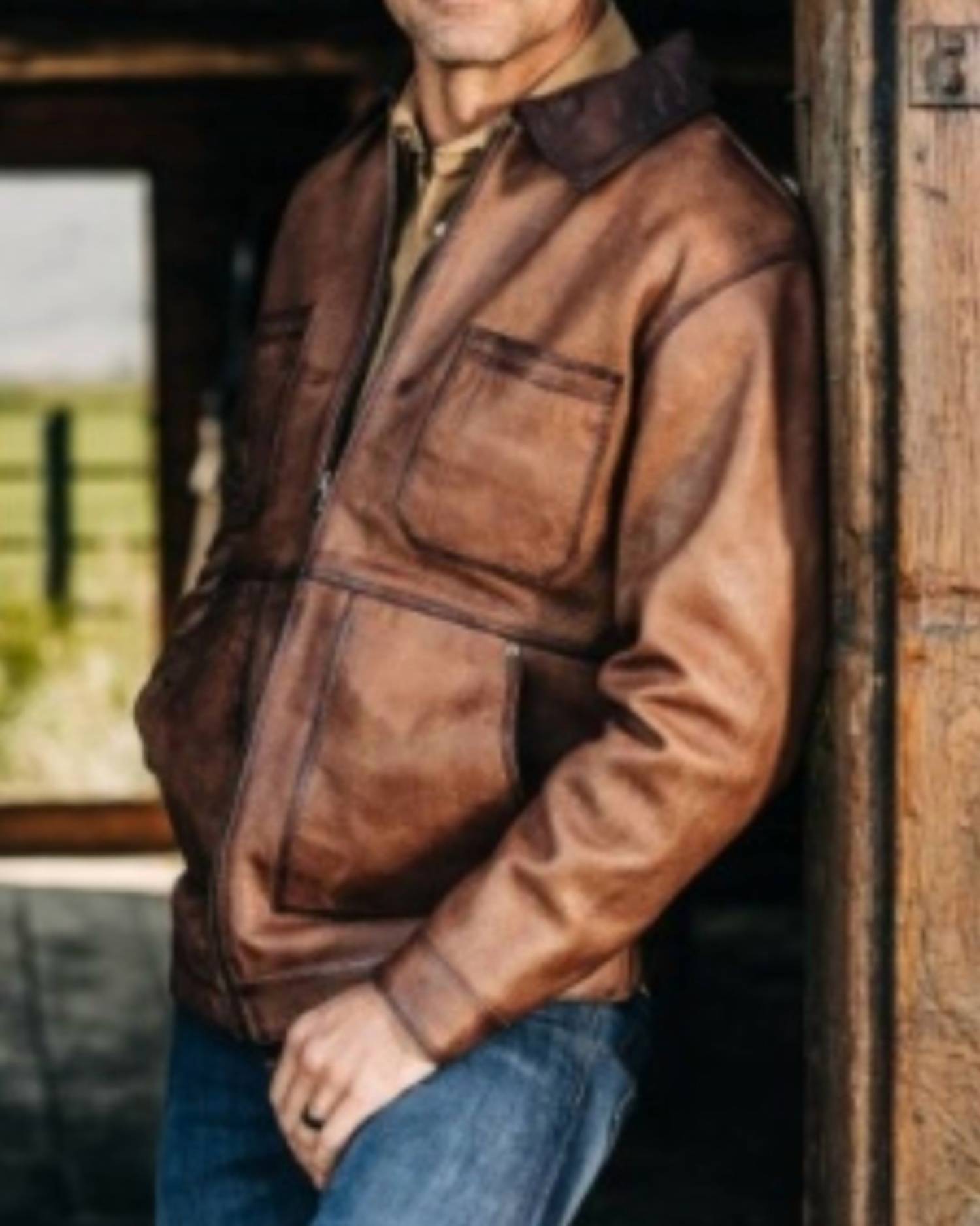 Madison Creek Outfitters Chore Leather Coat in tobacco - men's jacket - alternate view