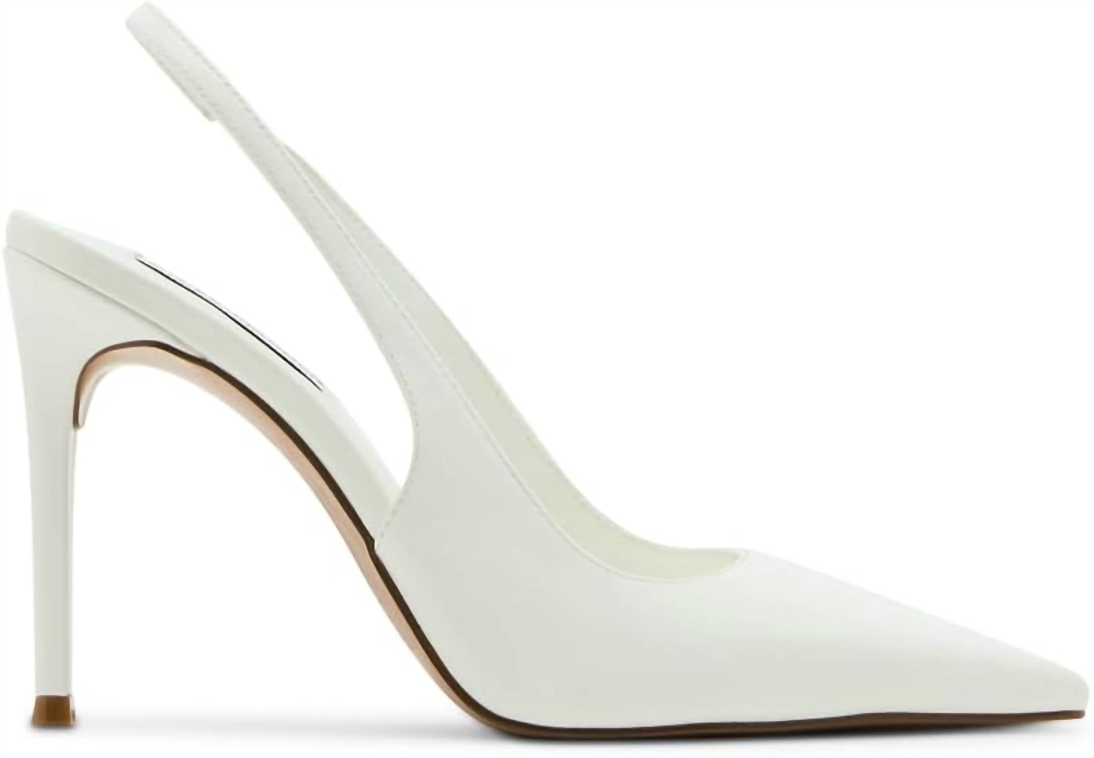 STEVE MADDEN Women's Reyes Genuine Leather Sling Back Hi Heel Pumps in white - women's heels