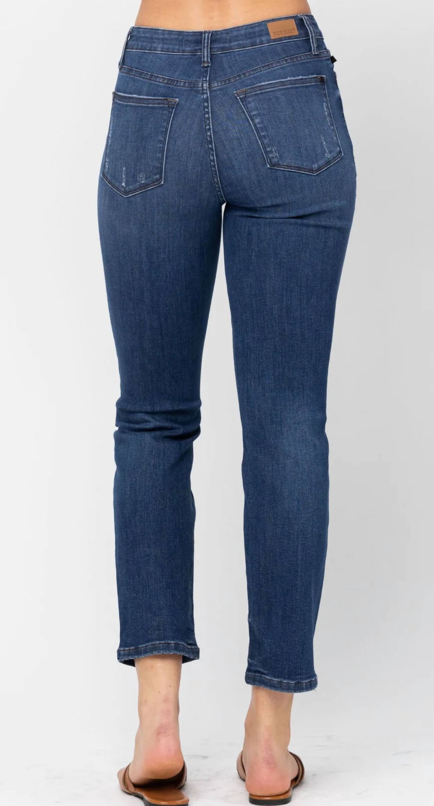 Judy Blue - High Waist Zigzag Button Fly Destroy Boyfriend Jeans - Plus