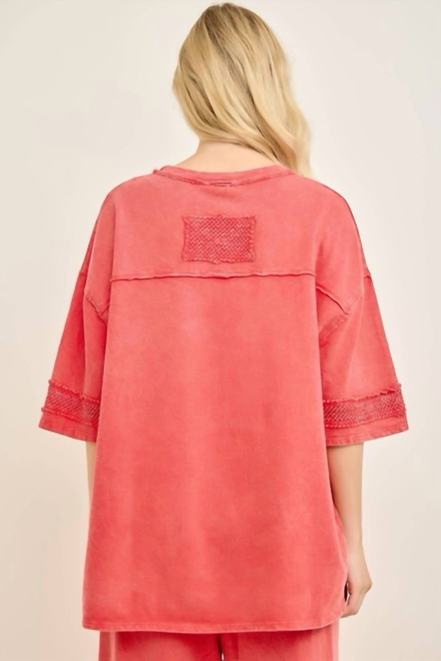 J.Her - Mineral Washed Mesh Star Patched Top