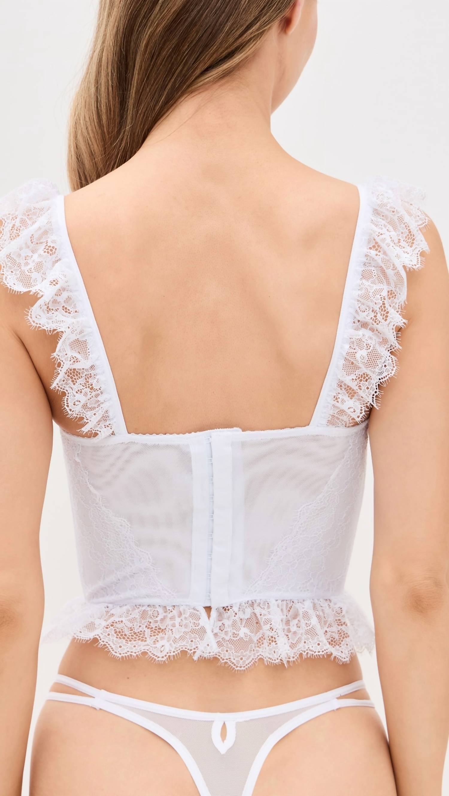 MUCCI Positano Lace Corset Top in white - women's shirt - detail view