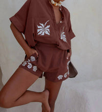 Palm Collective Elise High Rise Shorts in brown - women's shorts