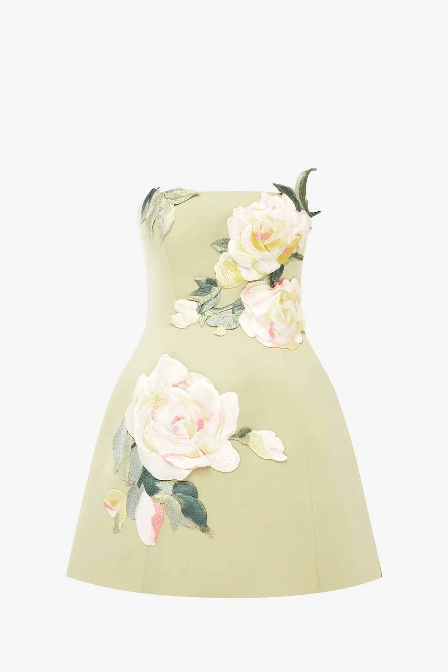 Leo Lin - Roselle Embroidered Bustier Mini Dress