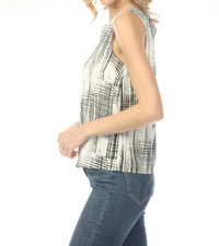Charlie B - Printed Satin Keyhole Back Tank Top