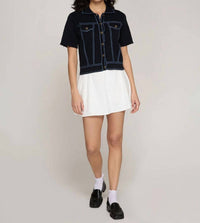 Autumn Cashmere - Short Sleeve Denim Jacket