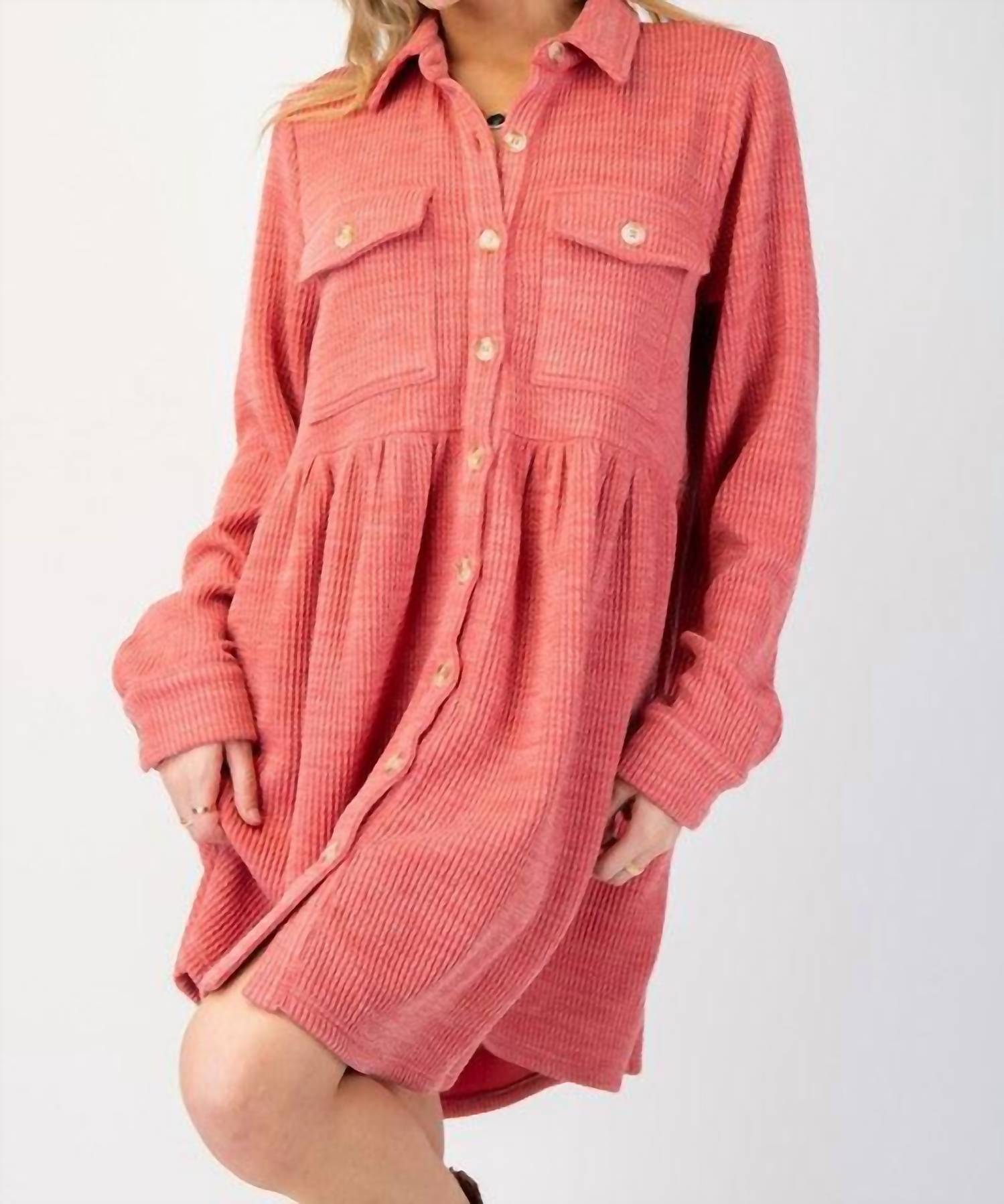 Easel - Button Down Shirt Dress