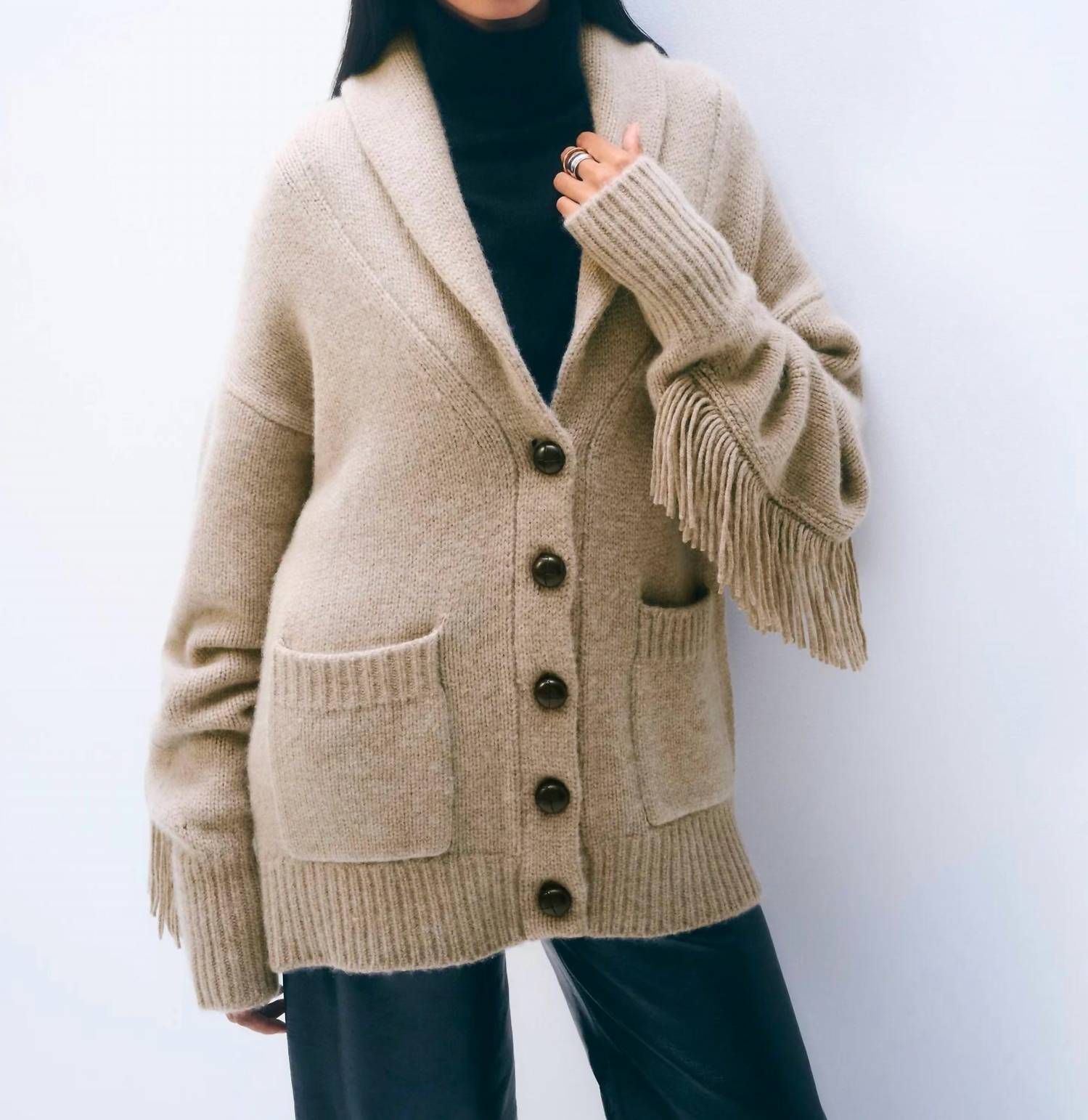 White + Warren - Cashmere Blend Luxe Fringe Cardigan