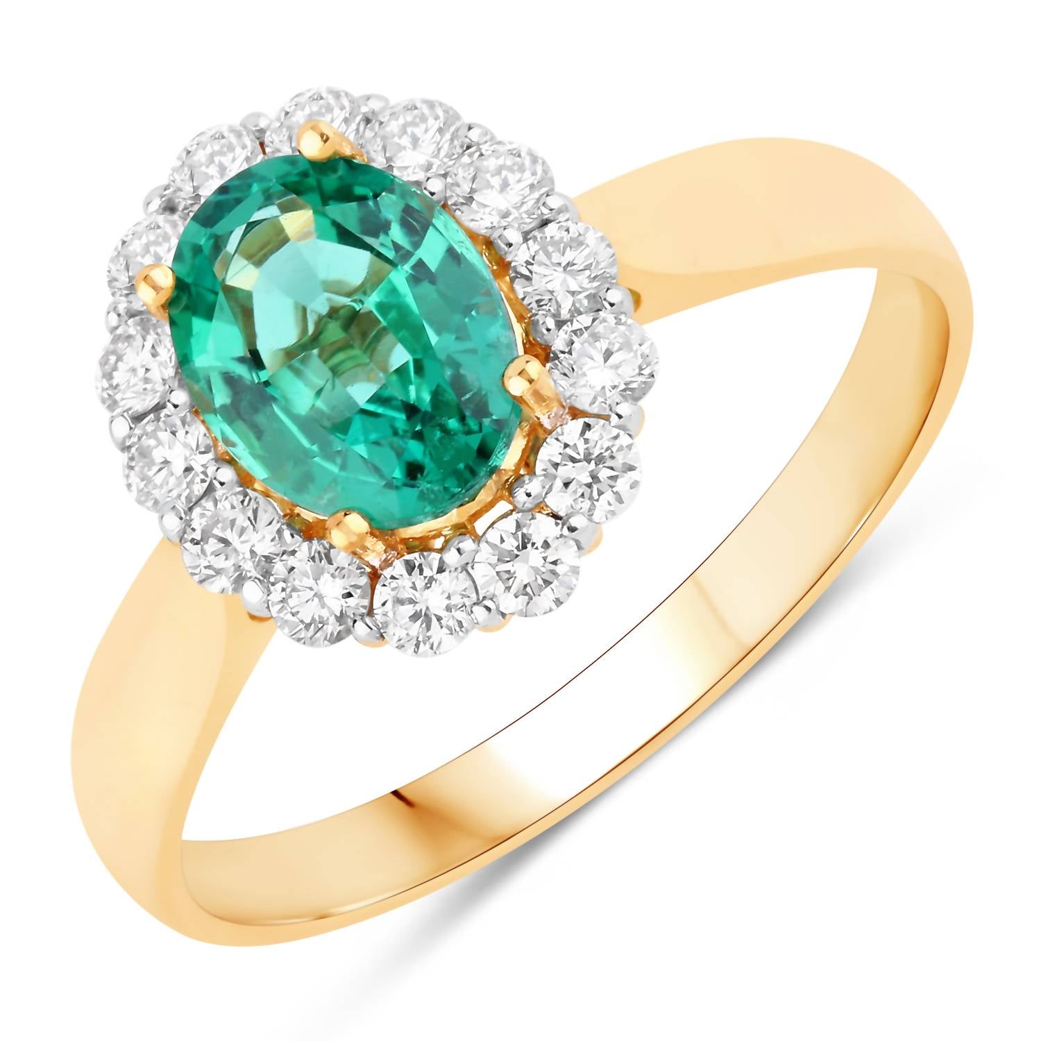 Diana M Jewels Women's Oval Natural Zambian Emerald Fashion Ring (1.62 Ct) - Classic in 14k yellow gold - women's jewelry