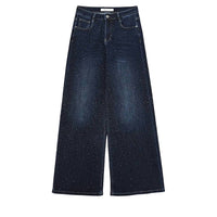Q2 - Wide Leg Denim Jeans With Rhinestone Details