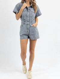 Le Lis - Short Sleeve Denim Romper