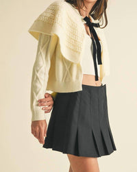 Eb Luxe - Cape-effect Cable Knit Cardigan