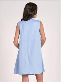 ELAN Collared Button Up Dress in blue - women's dress - alternate view