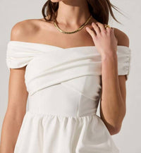 ASTR Tennille Off Shoulder Peplum Top in white - women's blouse - detail view