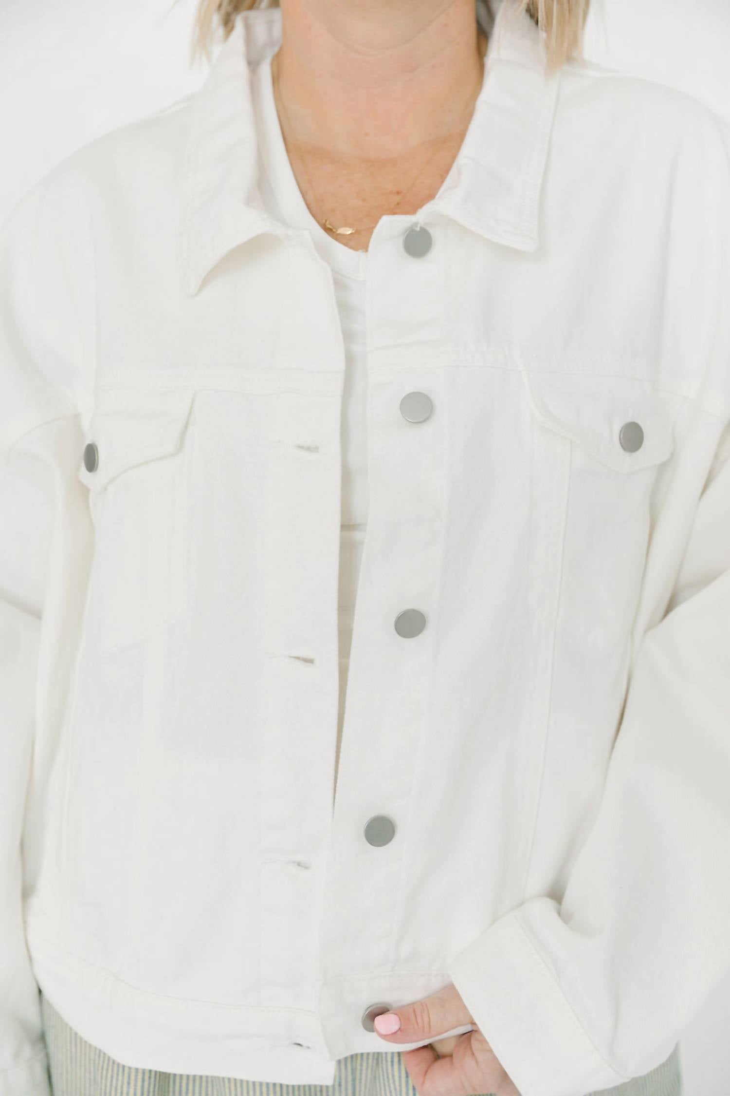 Mikarose Gemma Denim Jacket in white - women's jacket - view 6