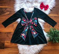 Twocan - Girls Burgundy Floral Bow Back Dress