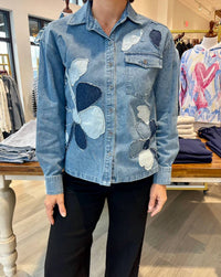 Tru Luxe - Flower Applique Denim Jacket
