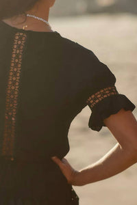 peixoto Embroidered Lace Cover-up Mini Dress in black - women's dress - view 4