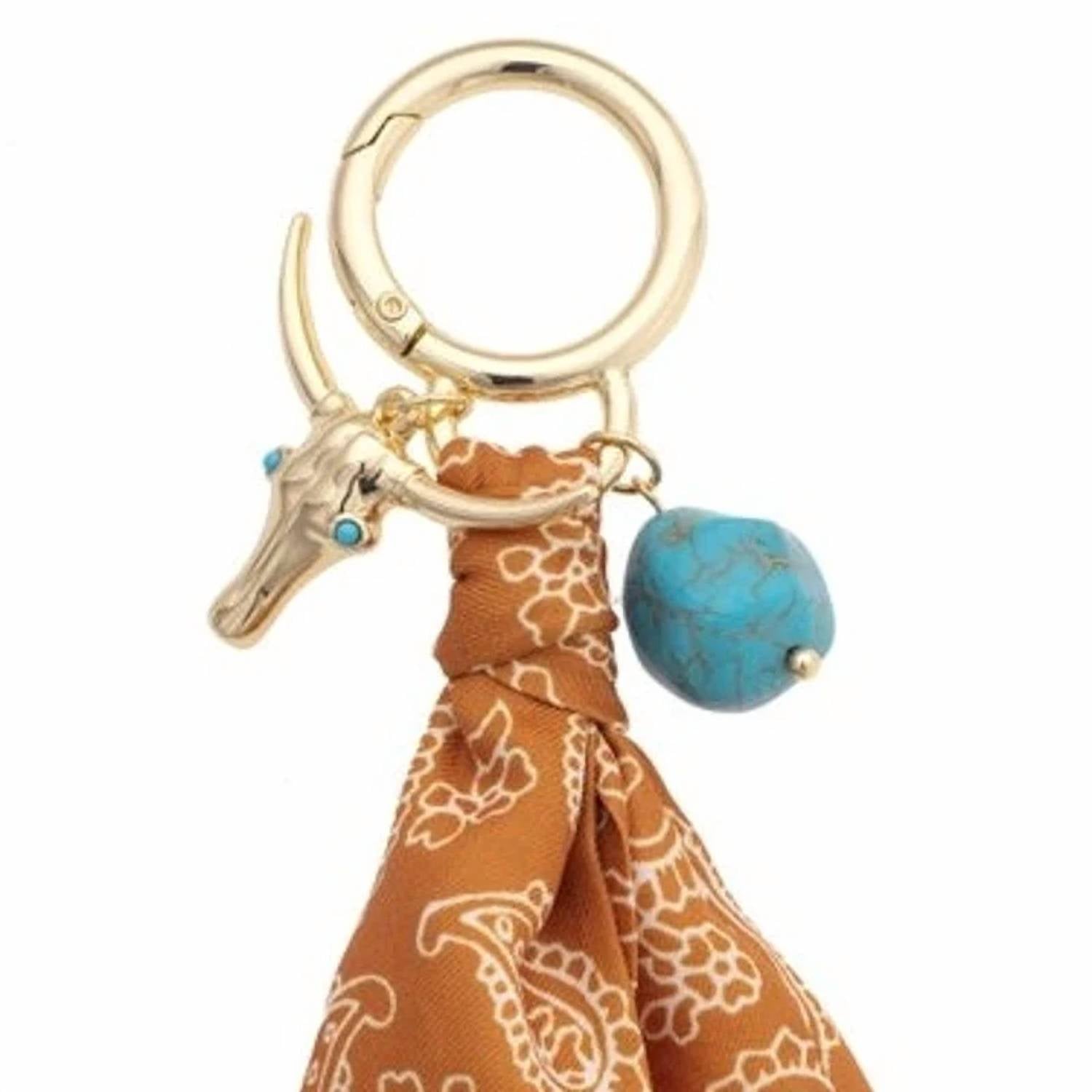Canvas Style - Women's Western Cowgirl Steer Skull Bandana Bag Charm