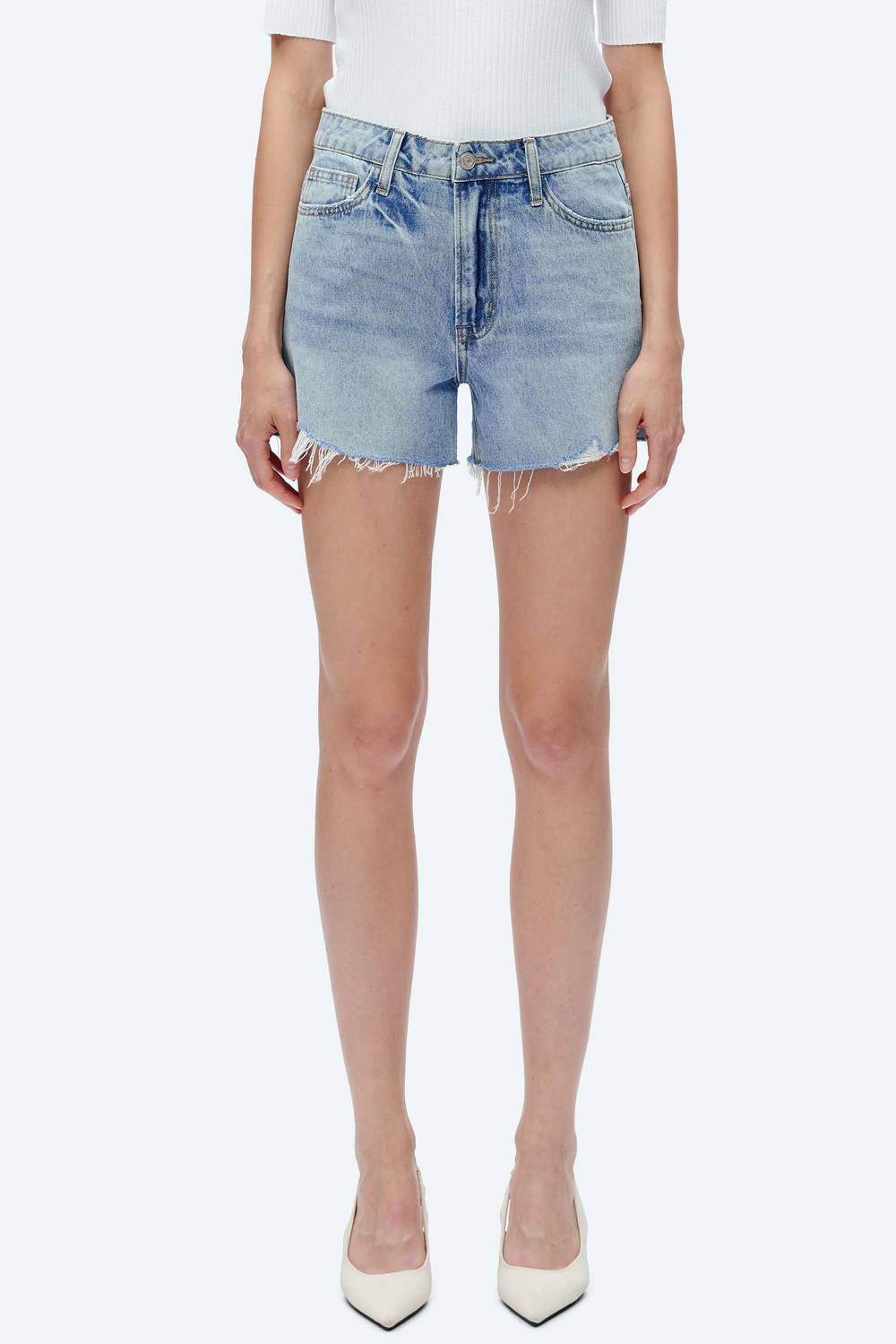 Bayeas - Kelly High Rise Raw Hem Denim Shorts