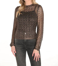 Frank Lyman - Julieanna Jewel Embellished Open Stitch Pullover