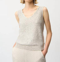Joseph Ribkoff - Glamorous V-neck Sleeveless Pullover Top