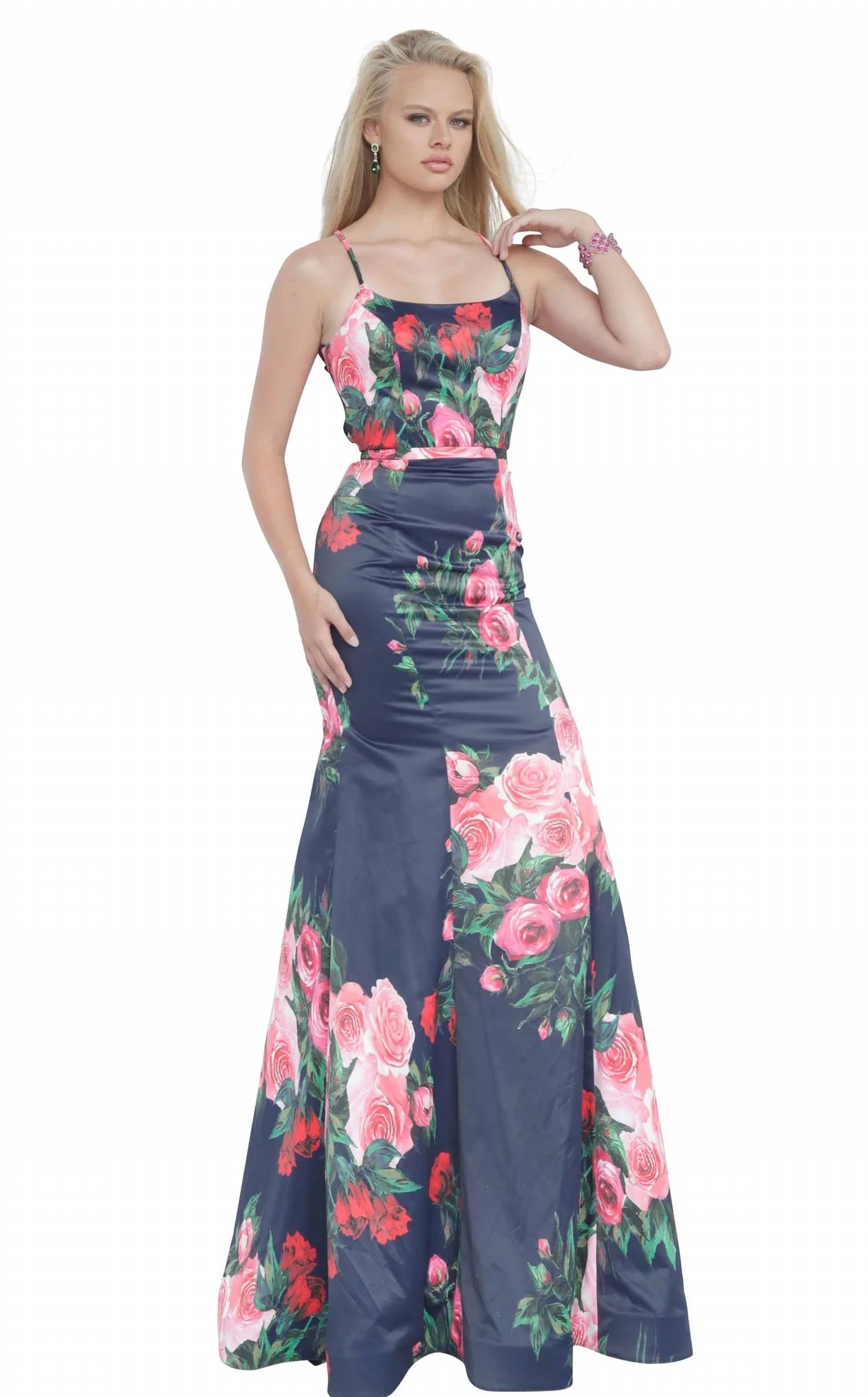Jovani - Floral Print Party Gown