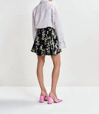 ESSENTIEL ANTWERP Sequin Embellishments Tulip Shape Mini Skirt in black green pink - women's skirt - detail view