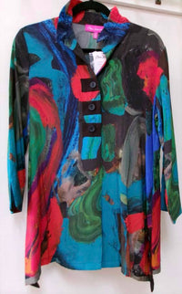 Claire Desjardins - Women's Abstract Button Woven Top