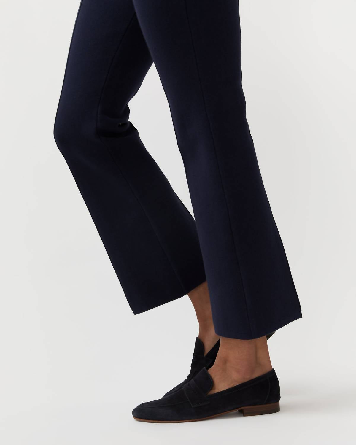Ann Mashburn Lara Knit Flare Cropped Pant in navy supima cotton - women's pants - view 6