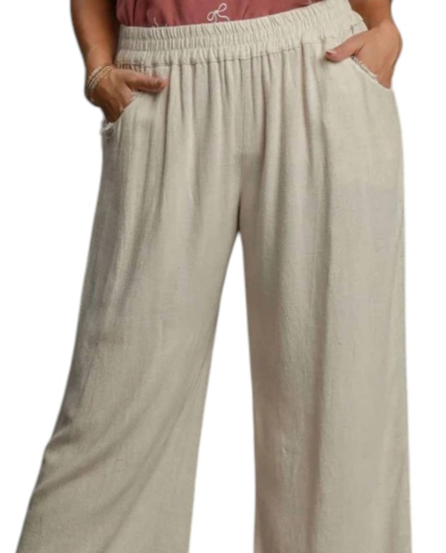 umgee Miss You Much Pant in oatmeal - women's pants - detail view