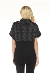 Joseph Ribkoff Checkered Jacquard Tunic Top in black off white 1 - women's shirt - view 4
