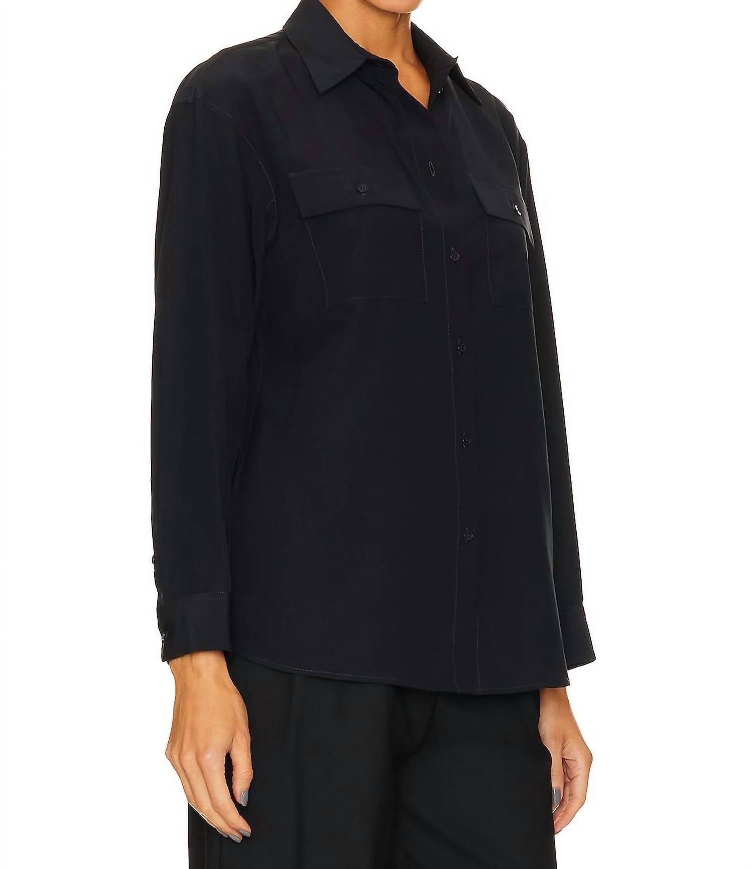 NILI LOTAN Ellias Shirt in dark navy - women's shirt - detail view