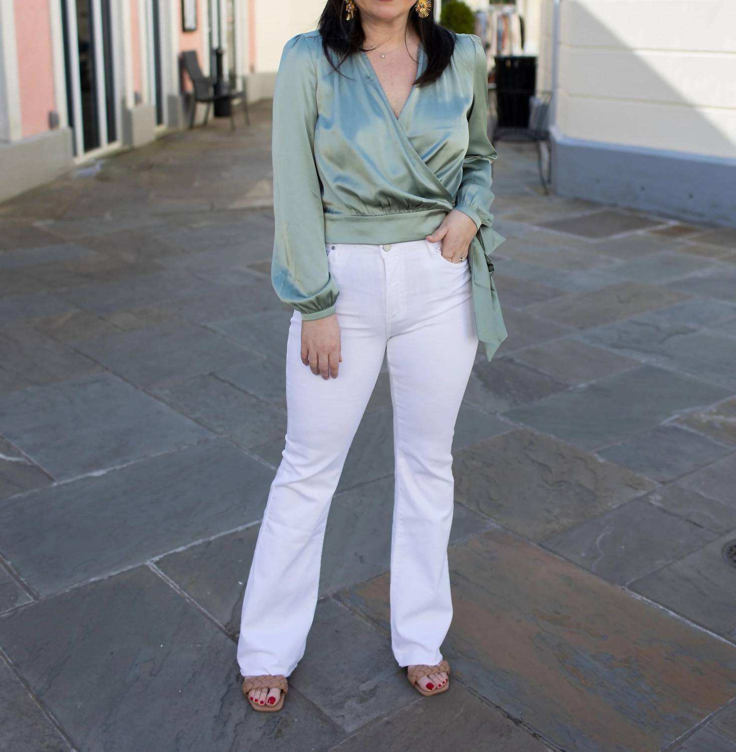 Apricot - Soft Satin Wrap Top