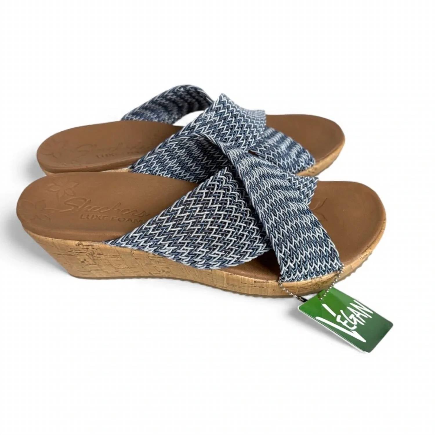 Skechers Women's Cali Beverlee Vacation Mode Wedge Sandals in blue - women's sandal