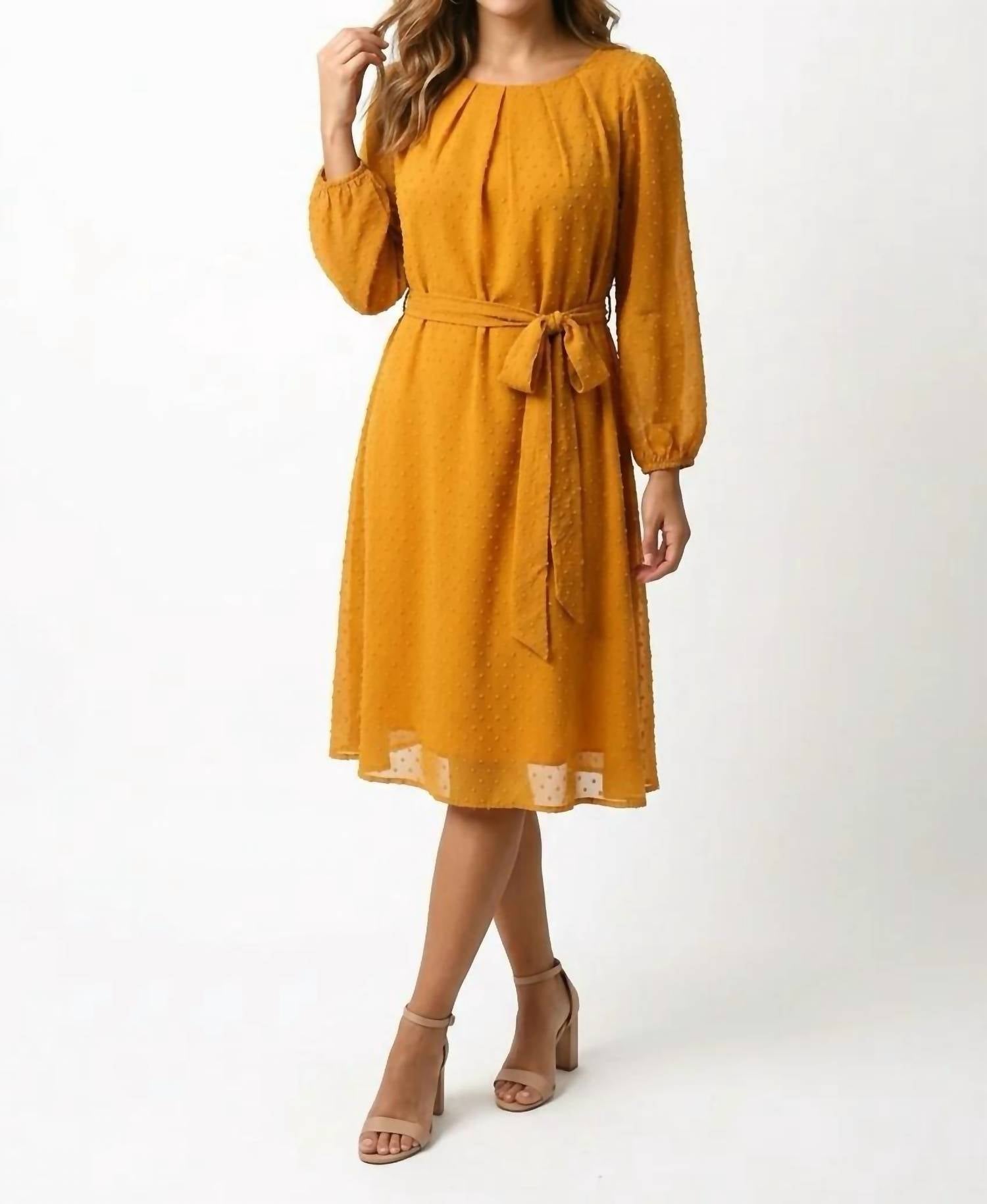 Ny Collection - Women's Swiss Dot Belted Midi Dress