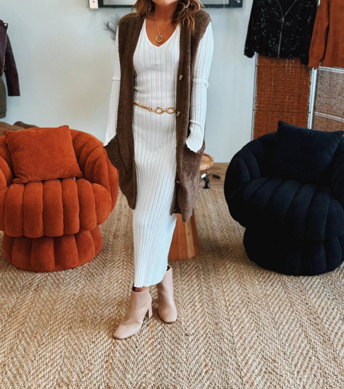 Miss Sparkling - The Poise Thread Ribbed Sweater Dress
