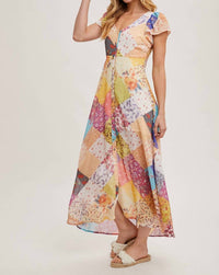 Bluivy - Pastel Quilt Printed Button Down Maxi Dress