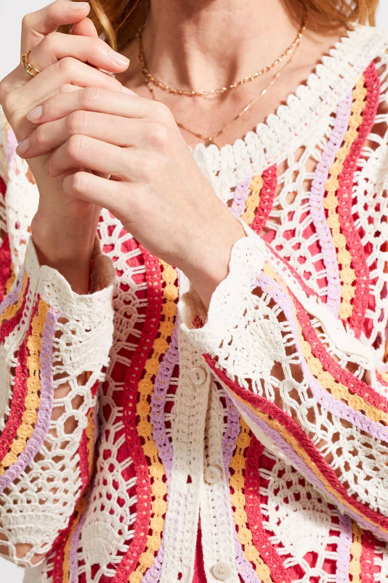 Tribal - Clary Crochet Button-down Cardigan
