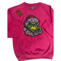 Farm Life Crafting - Women's Blinged Out Grinch Holiday Sweatshirt