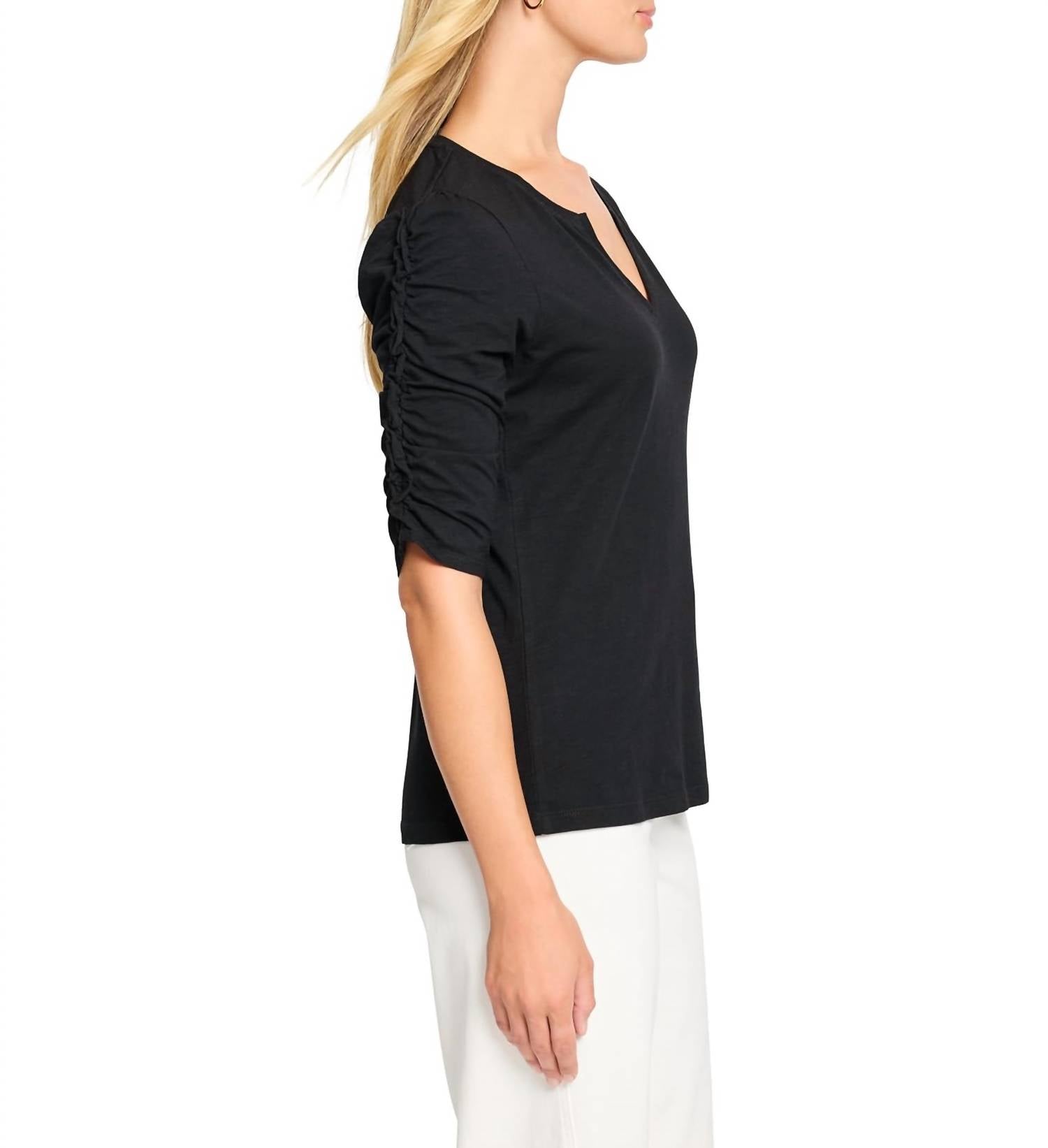 Nic + Zoe - Ruched Elbow Sleeve Tee