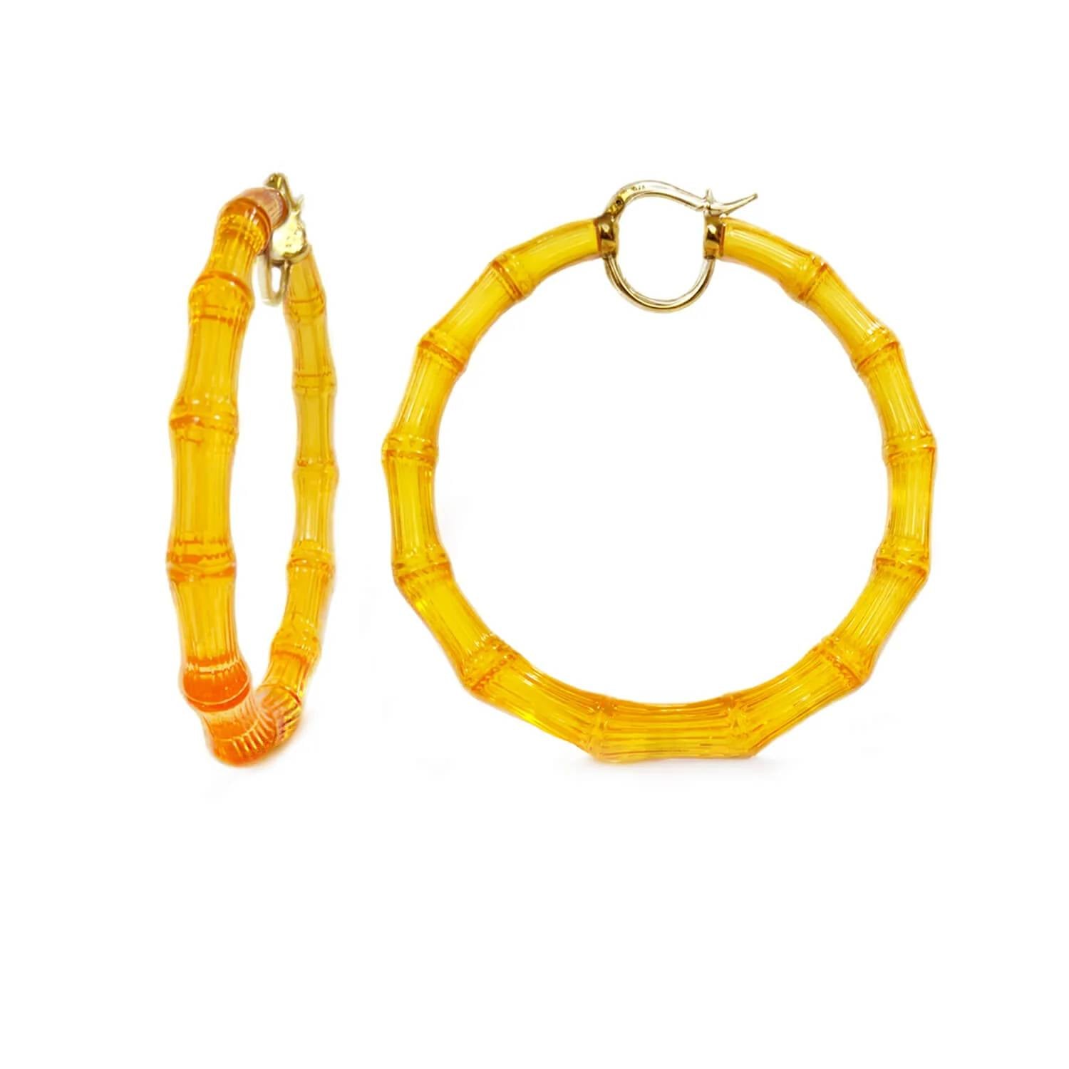 Gold & Honey - Women's Xl Lucite Bamboo Hoop Earrings