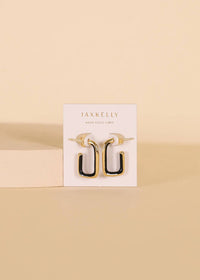 Jaxkelly - Women's Enamel Large Rectangle Hoop Earrings