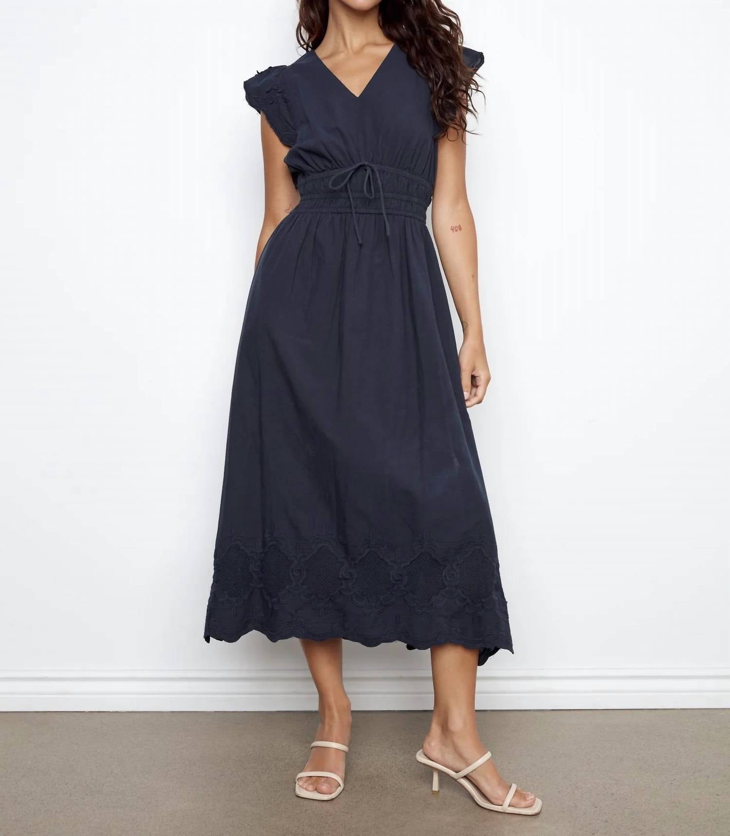 Charlie B - Women's V Neck Elastic Waist Dress