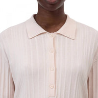 CLOSED Short Sleeve Polo in blush pink - women's t-shirt - detail view