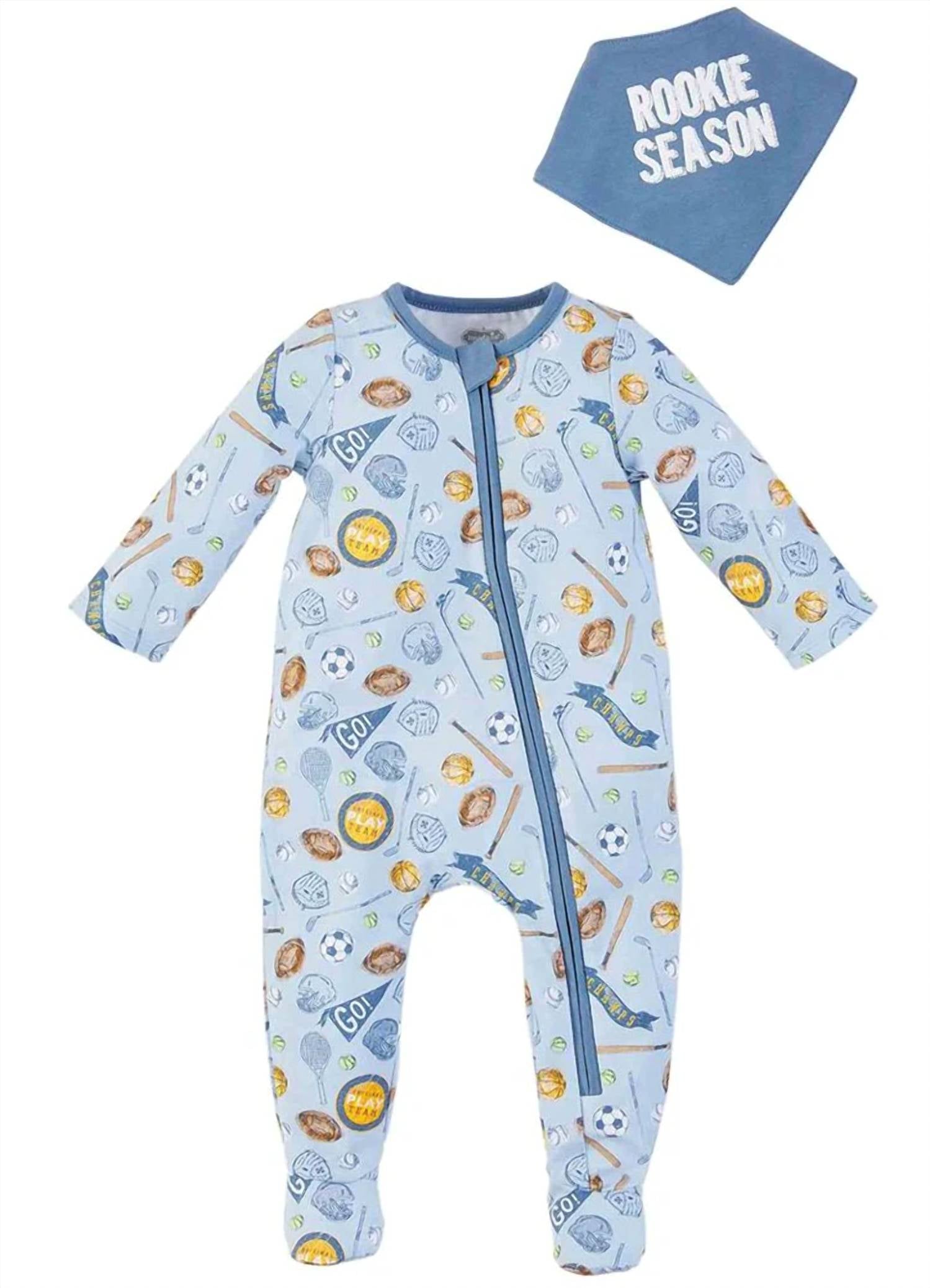 Mudpie - Boy's Sports Sleeper And Bib Set