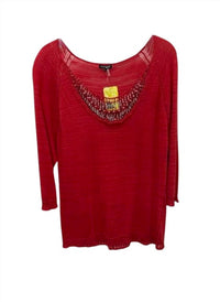 600 West Women Beaded Neckline Sweater in red - women's sweater